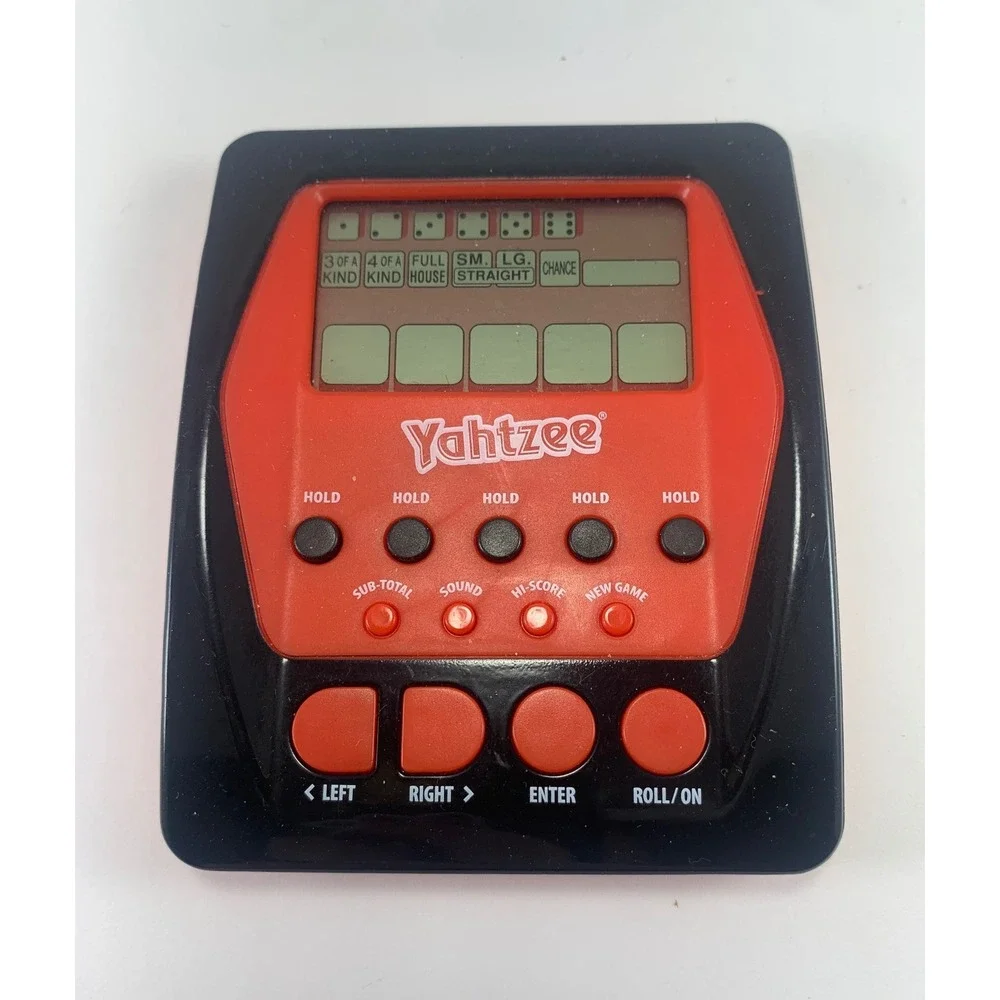 Hasbro Yahtzee Handheld Electronic Game 2012 Red Black Travel Dice Game A2125